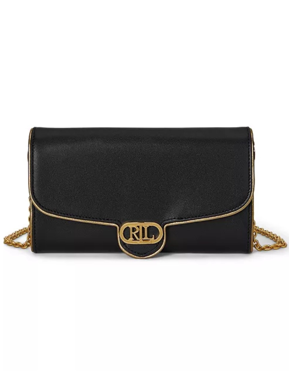 Lauren Ralph Lauren Leather Adair Crossbody Gold Trim